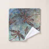 Bronze getippte Libellen Magischer Himmel Badhandtuch Set (Waschlappen)