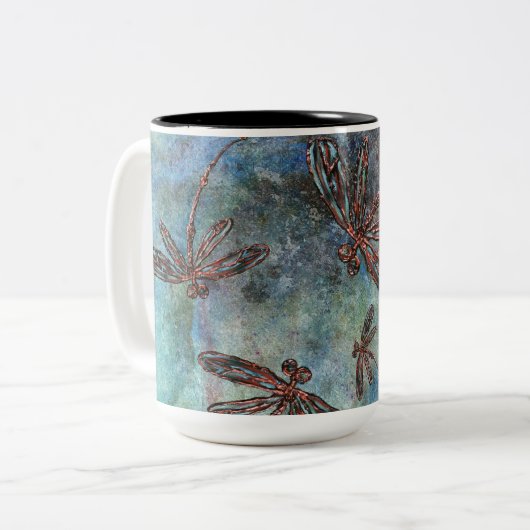Bronze getippte Libellen Magischer Himmel Zweifarbige Tasse (Vorderseite Links)