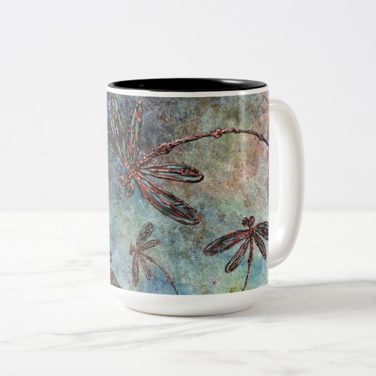Bronze getippte Libellen Magischer Himmel Zweifarbige Tasse (VorderseiteRechts)