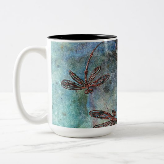 Bronze getippte Libellen Magischer Himmel Zweifarbige Tasse (Links)