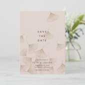 Bronze Ginkgo Blätter Rosa Beige Save the Date Kar Einladung (Stehend Vorderseite)