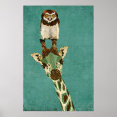Bronze Giraffe & Owl Art Poster (Vorne)