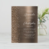 Bronze Glam Brushed Metal Glitzer Hochzeit Einladung (Stehend Vorderseite)