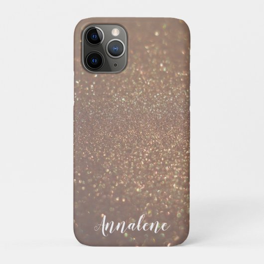 Bronze Glam Chic Glitzer Personalisiert Name Case- Case-Mate iPhone Hülle (Rückseite)