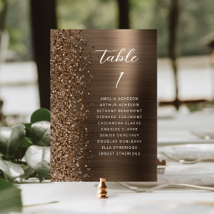 Bronze Glam Glitter Metallische Schrift Hochzeit Tischnummer