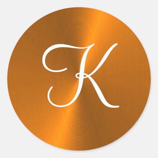 Bronze glänzende Imitate Metal-Monogramm Runder Aufkleber (Vorderseite)