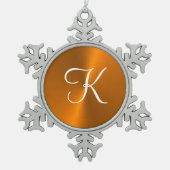 Bronze glänzende Imitate Metal-Monogramm Schneeflocken Zinn-Ornament (Vorderseite)