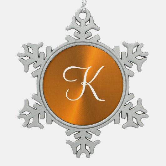 Bronze glänzende Imitate Metal-Monogramm Schneeflocken Zinn-Ornament (Vorderseite)