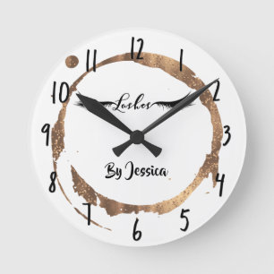 Bronze Glitter Gold Stain Modern Glam Wimpern Salo Runde Wanduhr