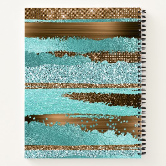 Bronze Glitz Mit Monogramm-Notebook Notizblock (Rückseite)