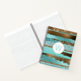 Bronze Glitz Mit Monogramm-Notebook Notizblock