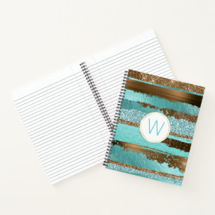 Bronze Glitz Mit Monogramm-Notebook Notizblock