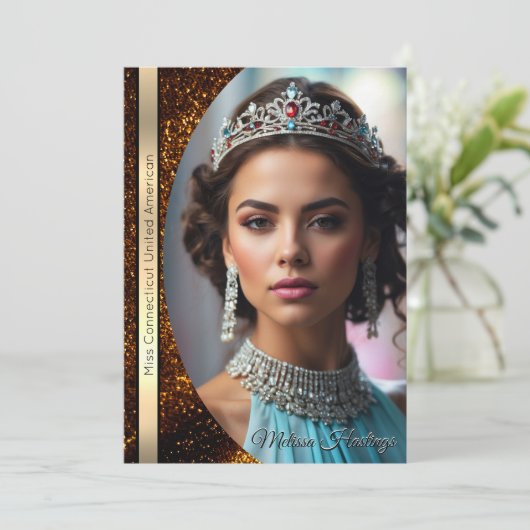 Bronze Glitz Pageant Autogrammkarte Einladung (Stehend Vorderseite)