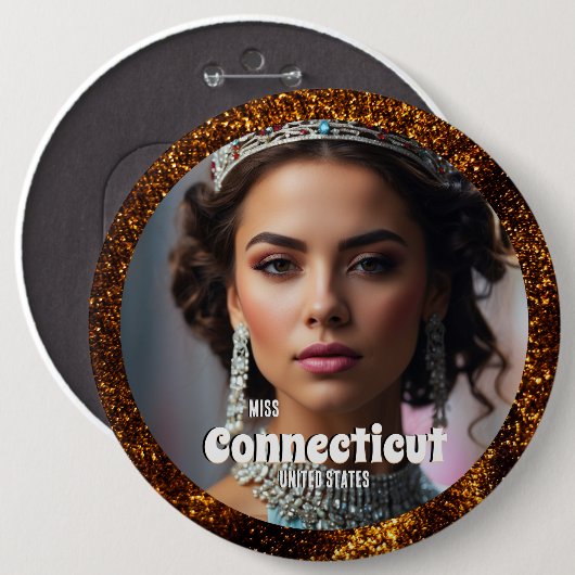 Bronze Glitz Pageant Button Button Benutzerdefinie (Vorne & Hinten)