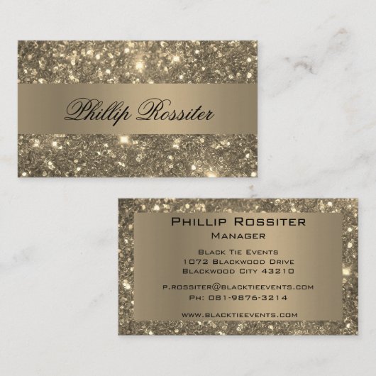 Bronze Glitzer Event Plane Visitenkarte (Vorne/Hinten)