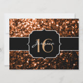 Bronze Glitzer Glitzern Sweet 16 Einladung (Vorderseite)