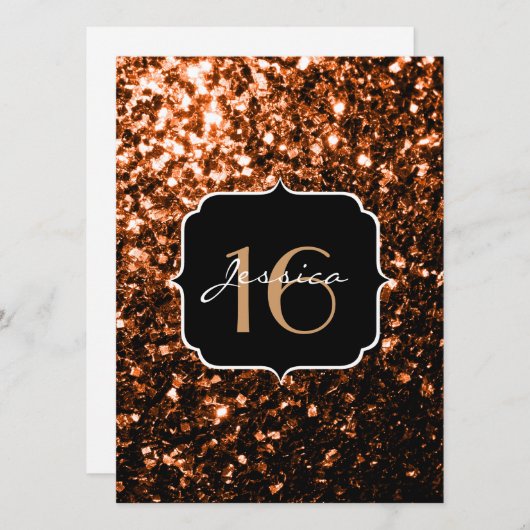 Bronze Glitzer Glitzern Sweet 16 Einladung (Vorne/Hinten)