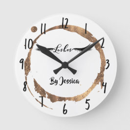 Bronze Glitzer Gold Stain Moderner Glam Lashes Runde Wanduhr