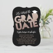 Bronze Glitzer Graduate Cutout Graduation Party Einladung (Stehend Vorderseite)