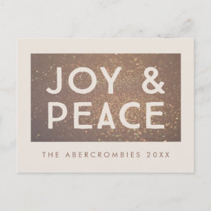 Bronze Glitzer Joy & Peace Christmas Gruß Postkarte