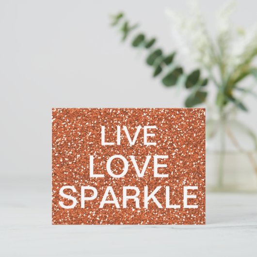Bronze Glitzer Live Liebe Sparkone Postkarte (Stehend Vorderseite)