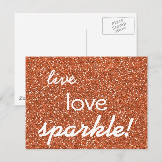 Bronze Glitzer Live Liebe Sparkone Postkarte (Vorne/Hinten)