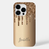 Bronze-Glitzer-Tropfen-Kupfermonogramm Case-Mate iPhone Hülle (Rückseite)