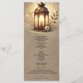 Bronze-Glühen Lattern Rustikales Hochzeitsprogramm Programm (Rückseite)