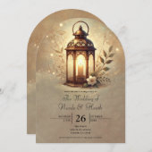 Bronze glühende Laterne Romantische Rustikale Hoch Einladung (Vorne/Hinten)