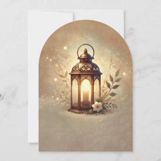 Bronze glühende Laterne Romantische Rustikale Hoch Einladung (Rückseite)