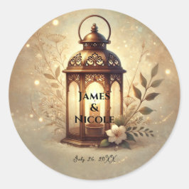 Bronze glühende Laterne Romantische Rustikale Hoch Runder Aufkleber