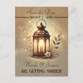 Bronze glühende Laterne Romantischer Rustikaler Re Ankündigungspostkarte (Vorderseite)