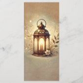 Bronze glühende Laterne Romantisches rustikales Me Menükarte (Rückseite)