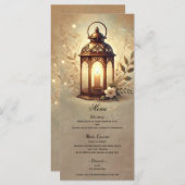 Bronze glühende Laterne Romantisches rustikales Me Menükarte (Vorne/Hinten)