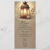 Bronze glühende Laterne Rustikales Hochzeitsmenü Menükarte (Vorderseite)