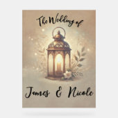 Bronze glühende Laterne Rustikales Hochzeitszeiche Acrylschild (Vorderseite)