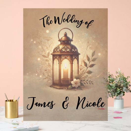 Bronze glühende Laterne Rustikales Hochzeitszeiche Acrylschild (Hochzeit)