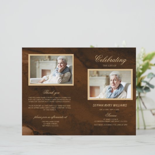 Bronze & Gold-Beerdigung | Dienstplan (Stehend Vorderseite)