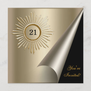 Bronze Gold Black 21. Geburtstagsfeier Einladung