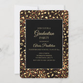 Bronze Gold Black Leopard Cheetah Graduation Party Einladung (Vorderseite)