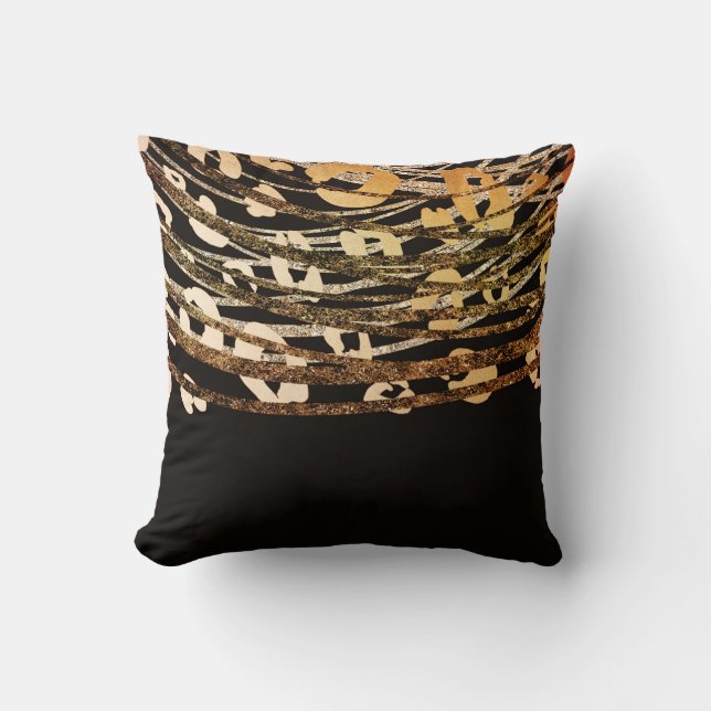 Bronze Gold Black Leopard Cheetah Print Glam Kissen (Vorderseite)