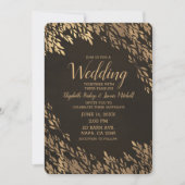 Bronze Gold Blätter Braun Chic Rustikale Hochzeit Einladung (Vorderseite)