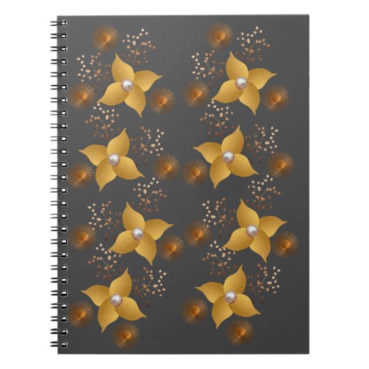 Bronze & Gold-Blumen-Notebook Notizblock (Vorderseite)