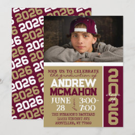 Bronze Gold & Burgund Abschluss Foto Einladung