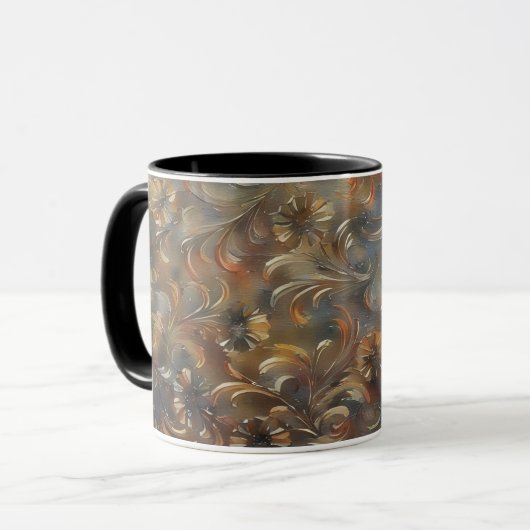 Bronze Gold Floral Art Tassen Cup (Vorderseite Links)