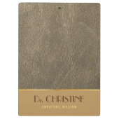 Bronze Gold Leather Brown Individuelle Name Elegan Klemmbrett (Rückseite)