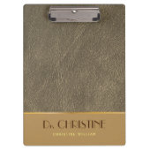 Bronze Gold Leather Brown Individuelle Name Elegan Klemmbrett (Vorderseite)