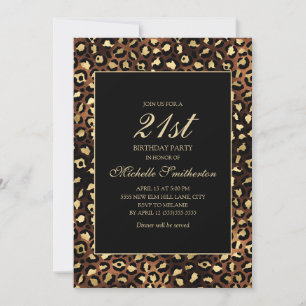 Bronze-Gold-Leopard 21. Geburtstags-Party Einladung