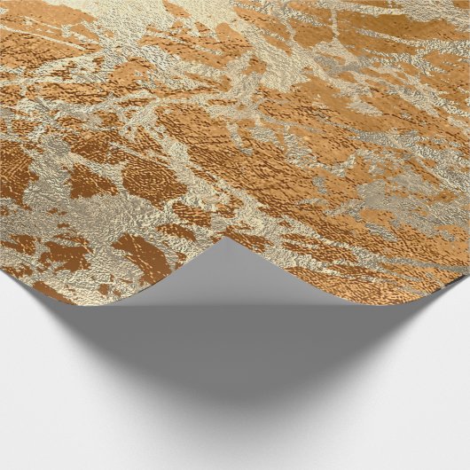 Bronze Gold Marmorpastel Unicorn Abstrakt Geschenkpapier (Ecke)