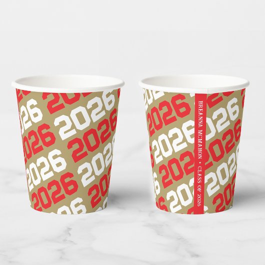 Bronze Gold & Red Class Year Abschluss Pappbecher